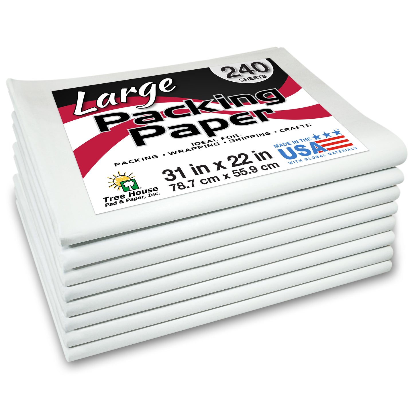 LARGE Packing Paper Sheets for Moving - 240 Sheets of Newsprint Paper - Must Have in Your Moving Supplies - 31" x 22" - Made in USA